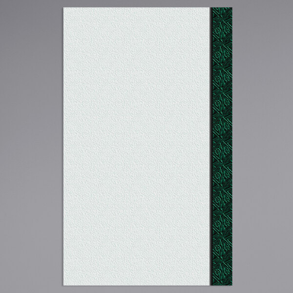Choice 8 1/2" x 14" Menu Paper Right Insert - Green Woven Border - 100/Pack