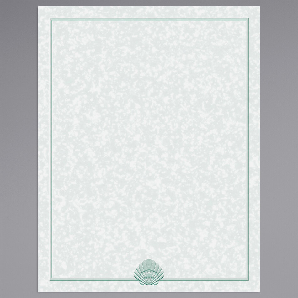 Choice 8 1/2" x 11" Menu Paper - Green Shell Border - 100/Pack