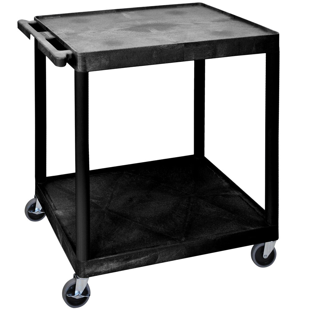Luxor HE38-B Black 2 Shelf Utility Cart - 32" x 24" x 34"