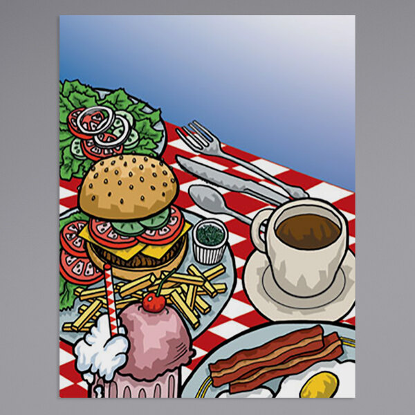 Choice 8 1/2" x 11" Menu Paper - Diner Theme Cover - 100/Pack