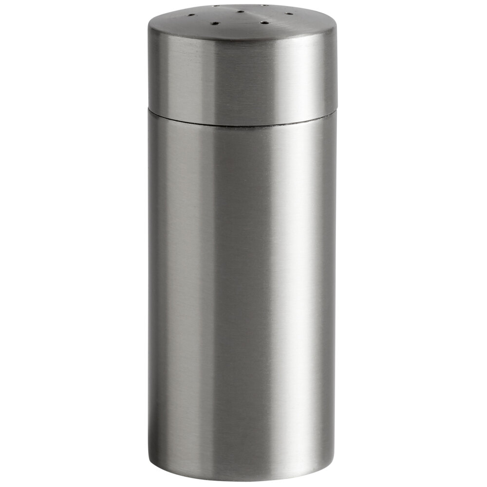 Libbey SS-100 3.5 oz Brushed Metal Stainless Steel Salt Shaker - 6/Case