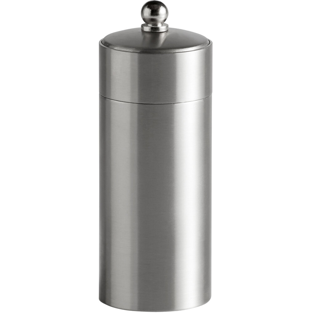 Libbey PG-100 3.5 oz. Brushed Metal Stainless Steel Pepper Mill - 6/Case