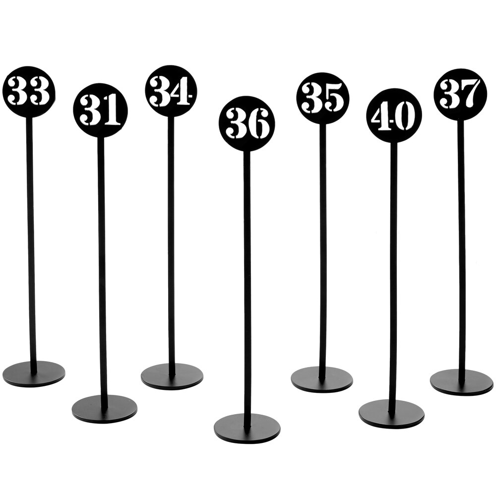 American Metalcraft NSB40 Black Stamped-Out Number Table Stands - 31 to 40