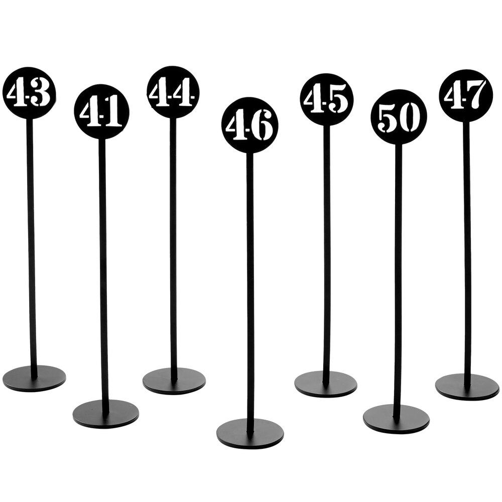 American Metalcraft NSB50 Black Stamped-Out Number Table Stands - 41 to 50