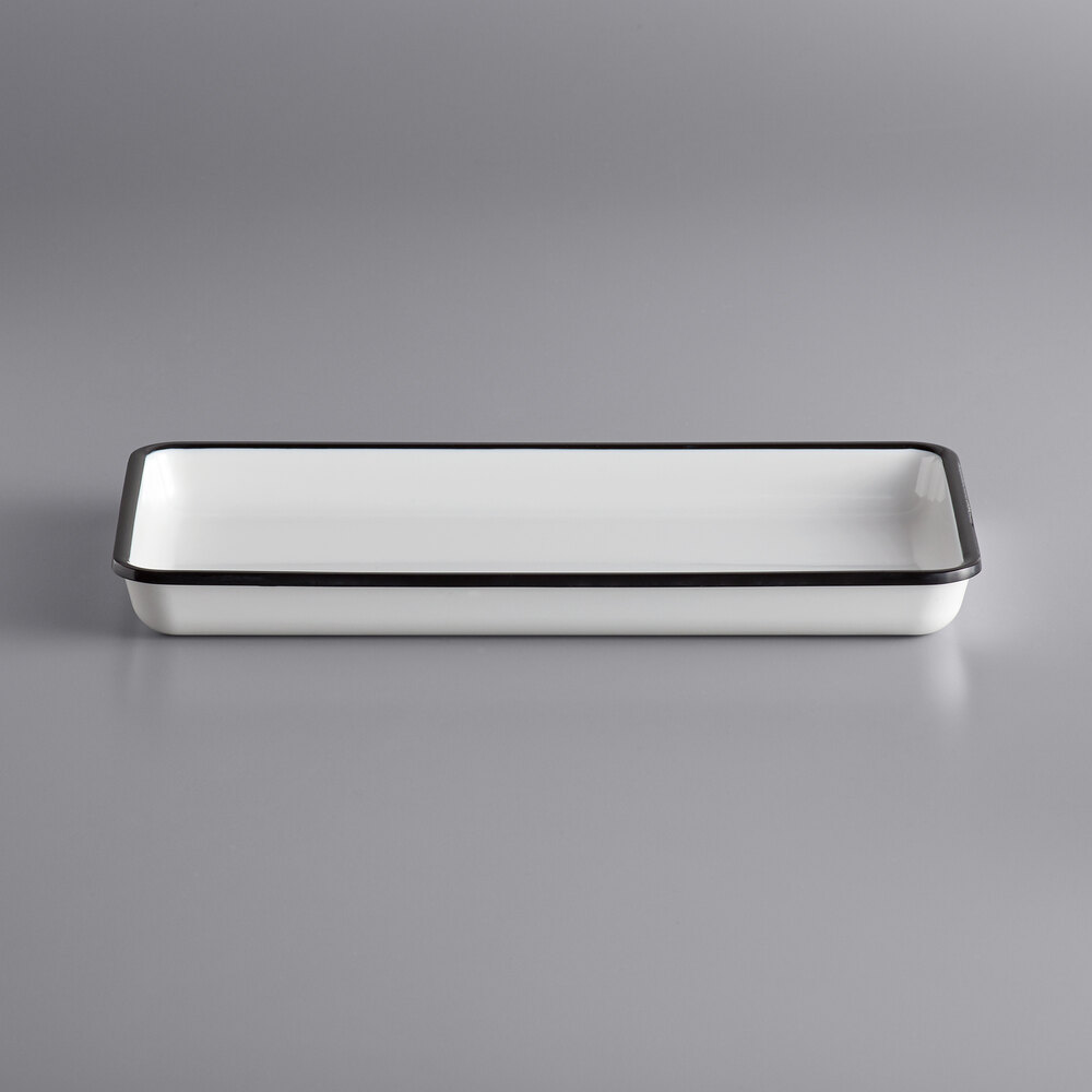 American Metalcraft MRSW13 Endurance 12 3/4" x 7" Rectangular Black Rimmed Melamine Serving Tray