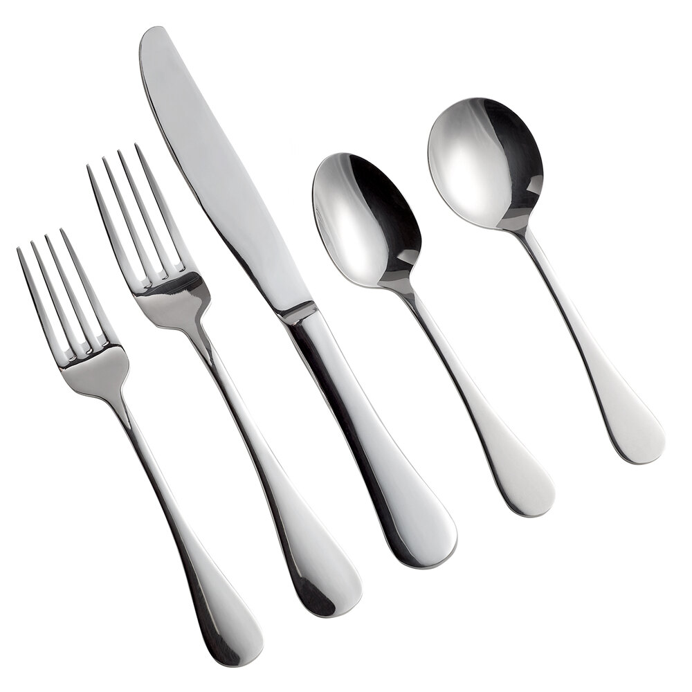 Acopa Vernon 18/0 Stainless Steel Heavy Weight Flatware Set with Service for 12 - 60/Pack