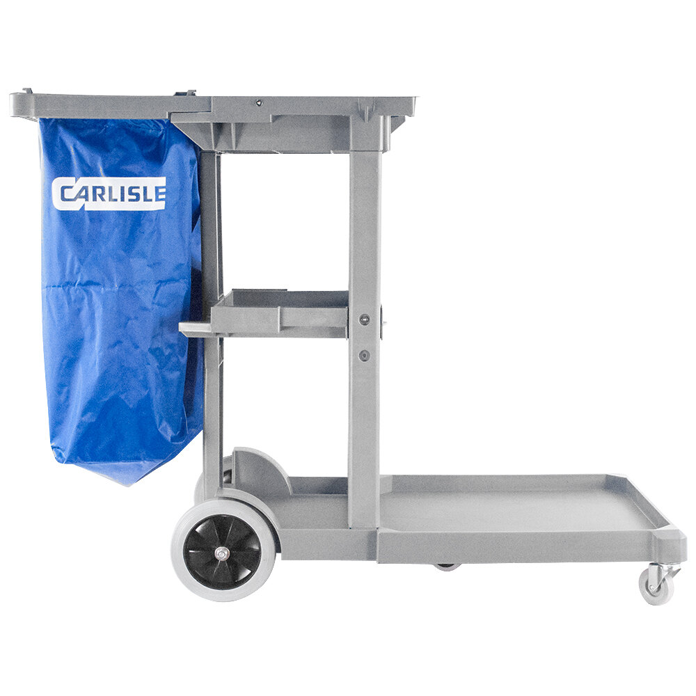 Carlisle JC1945L23 Gray Long Platform Janitorial Cart
