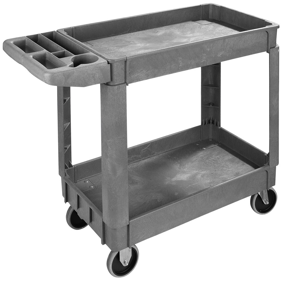 Carlisle UC401823 Gray Small Bin Top 2-Shelf Utility Cart- 40" x 17 1/4" x 33 1/2"