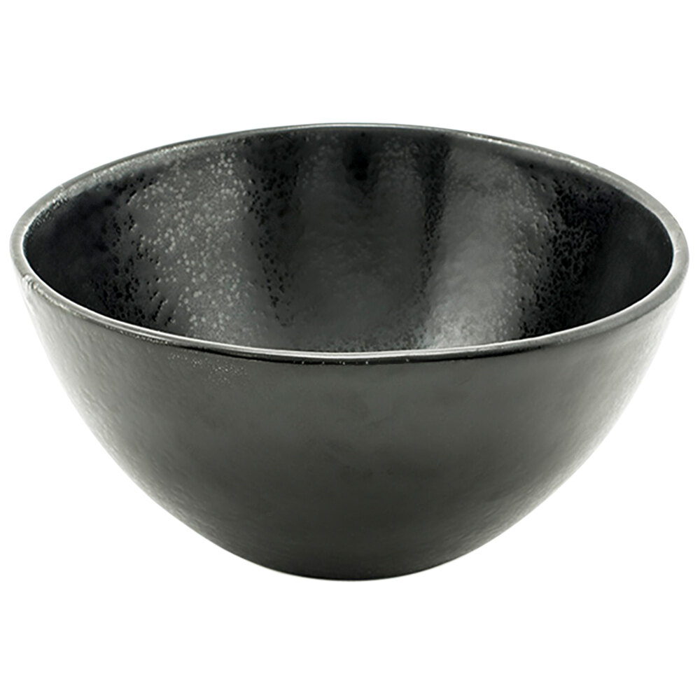 Front of the House DBO154BKP21 Kiln 42 oz. Pepper Oval Tall Porcelain Bowl - 4/Case