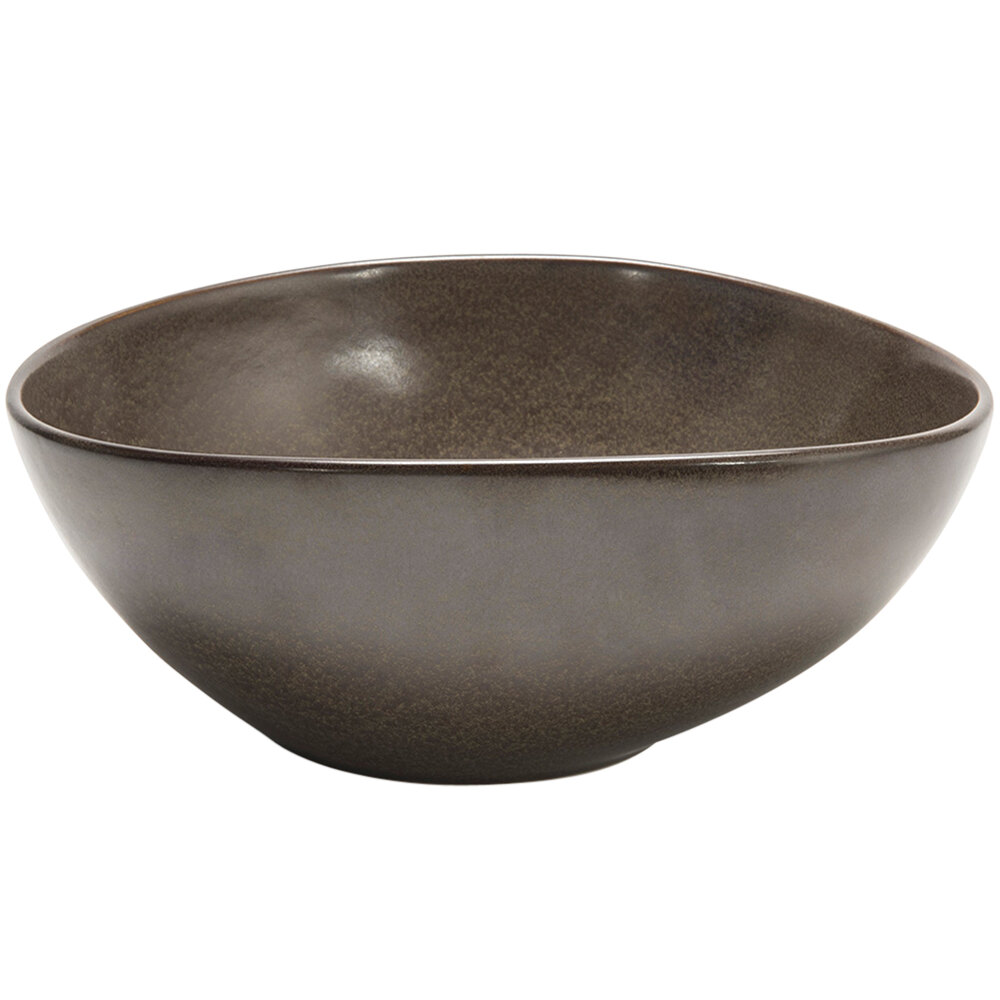 Front of the House BBO034ESP20 Kiln 60 oz. Mocha Oval Tall Porcelain Bowl - 2/Case