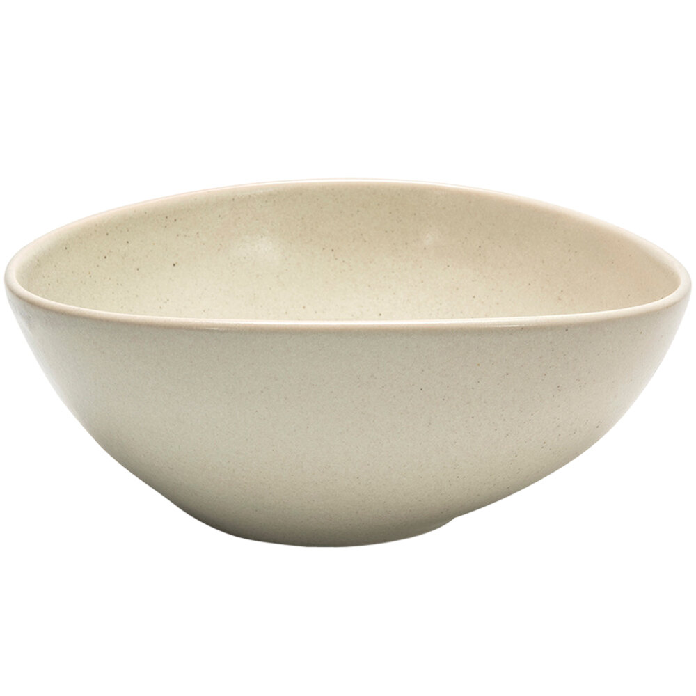 Front of the House BBO034MUP20 Kiln 60 oz. Mushroom Oval Tall Porcelain Bowl - 2/Case