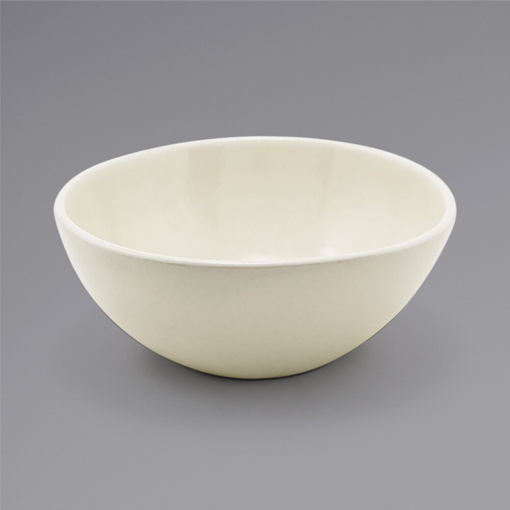 Front of the House DBO153BEP22 Kiln 28 oz. Vanilla Bean Oval Porcelain Bowl - 6/Case