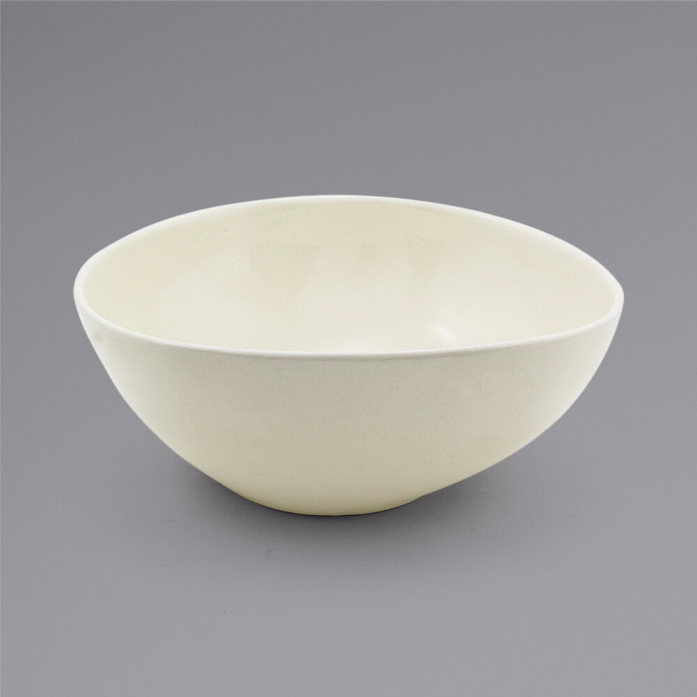 Front of the House BBO034BEP20 Kiln 60 oz. Vanilla Bean Oval Tall Porcelain Bowl - 2/Case