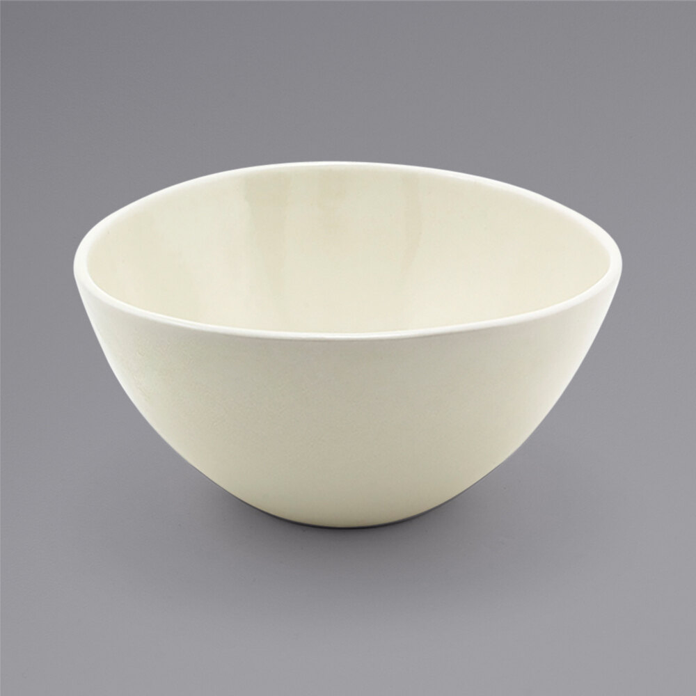 Front of the House DBO154BEP21 Kiln 42 oz. Vanilla Bean Oval Tall Porcelain Bowl - 4/Case