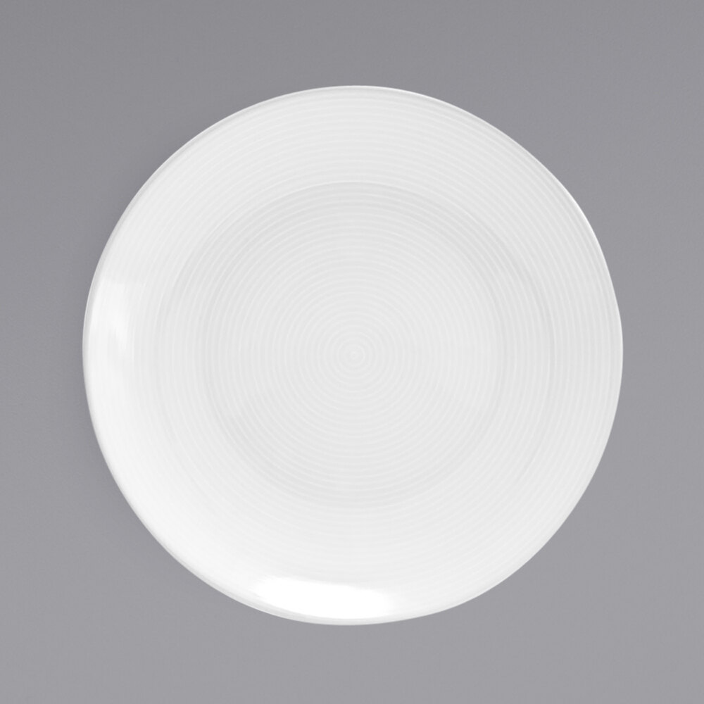 Front of the House DBO038WHP12 Spiral 58 oz. White Round Porcelain Low Bowl - 6/Case