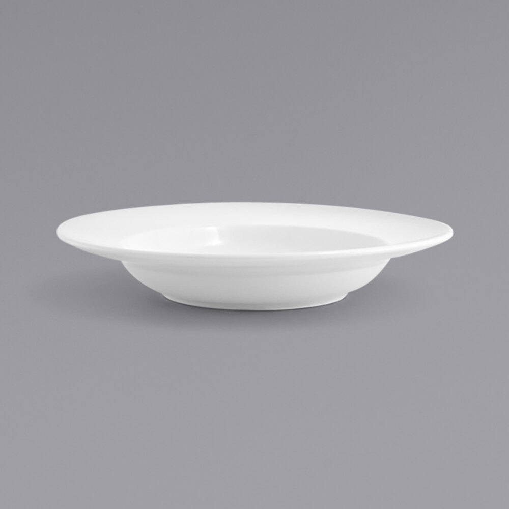Front of the House DBO032WHP22 Spiral 14 oz. White Wide Rim Porcelain Bowl - 6/Case