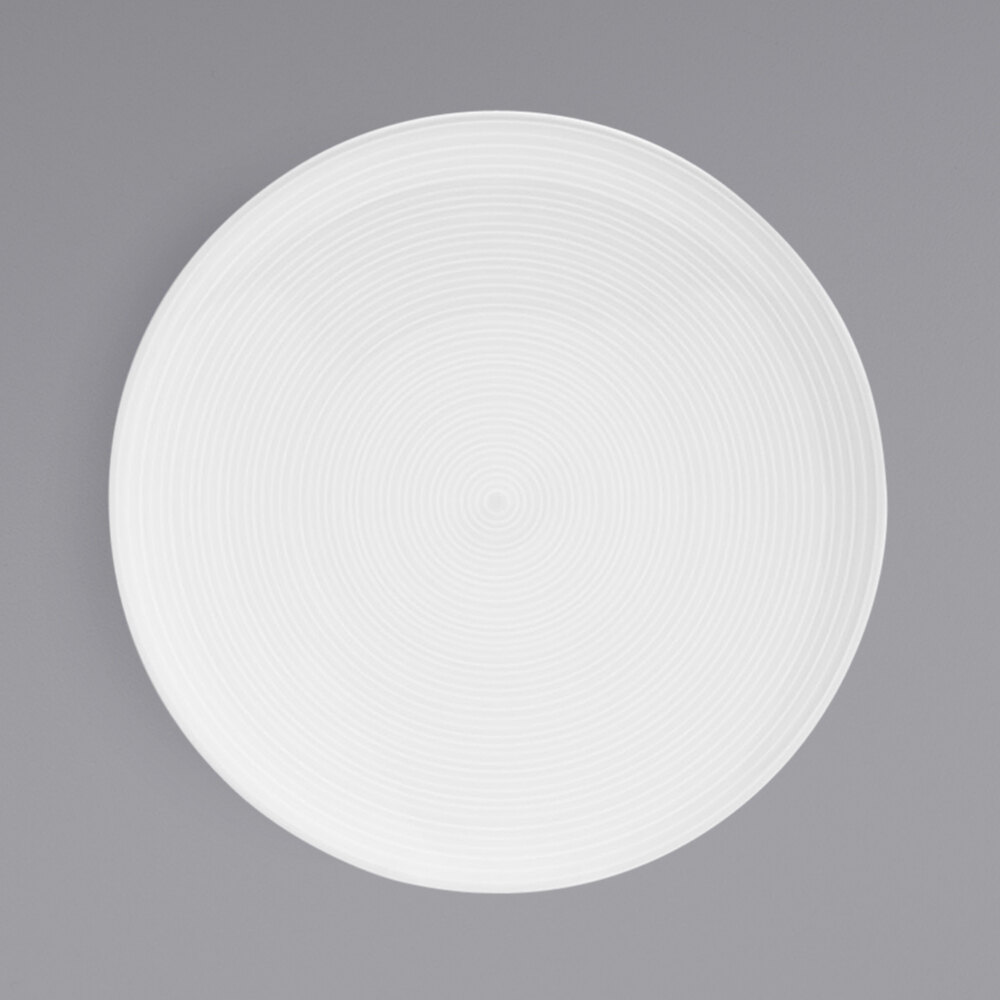 Front of the House DOS006WHP22 Spiral 12" White Round Porcelain Plate - 6/Case