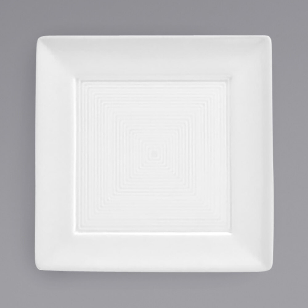 Front of the House DAP070WHP23 Spiral 5" White Square Porcelain Plate - 12/Case