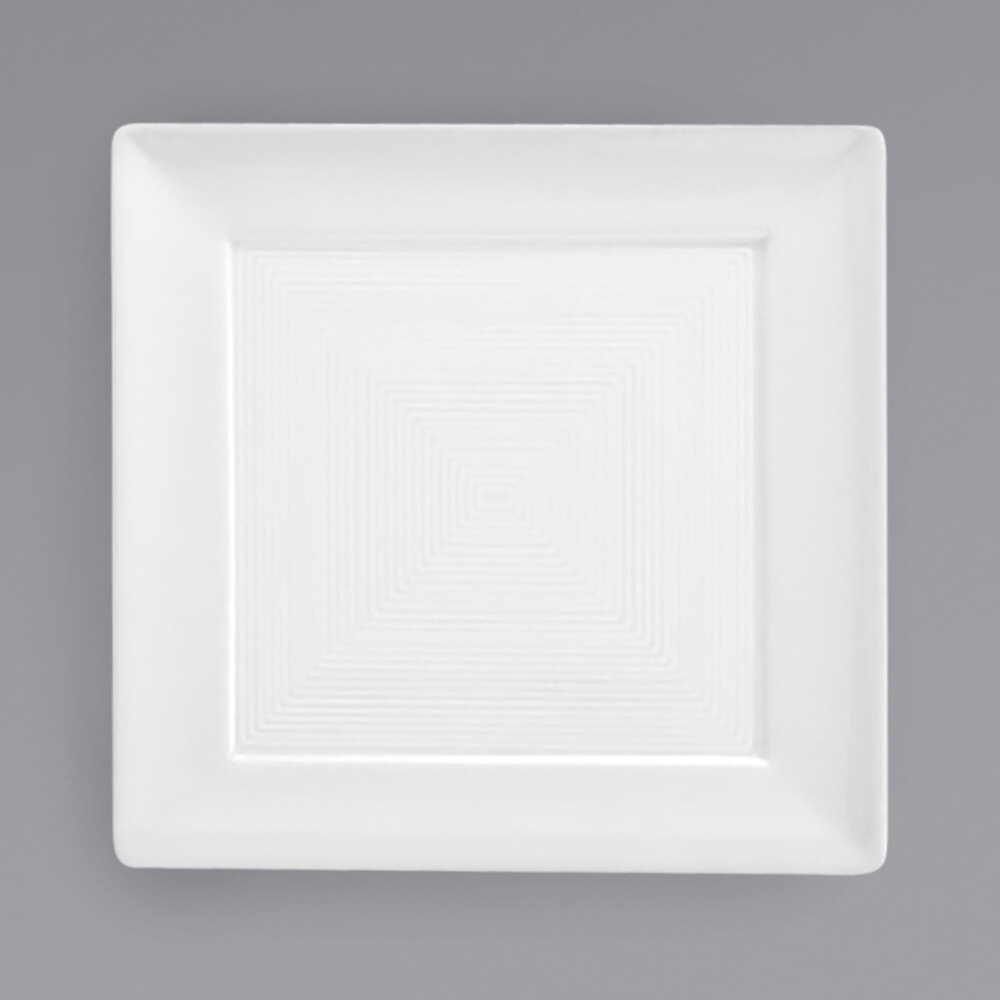 Front of the House DAP071WHP23 Spiral 6" White Square Porcelain Plate - 12/Case
