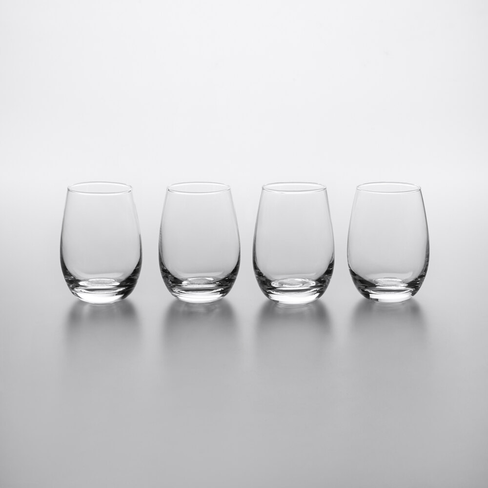 Acopa 6 oz. Customizable Stemless Wine Tasting Glass - 4/Pack