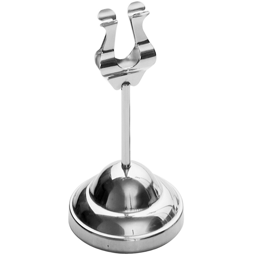 American Metalcraft HPCH4 4" Stainless Steel Harp Card Holder with Weighted Base