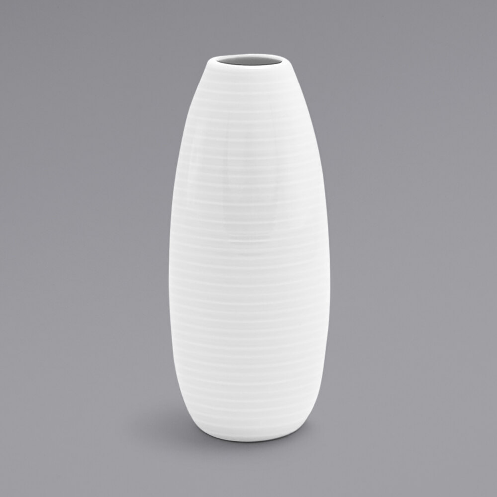 Front of the House TVA002WHP22 Spiral 6" White Porcelain Bud Vase - 6/Pack