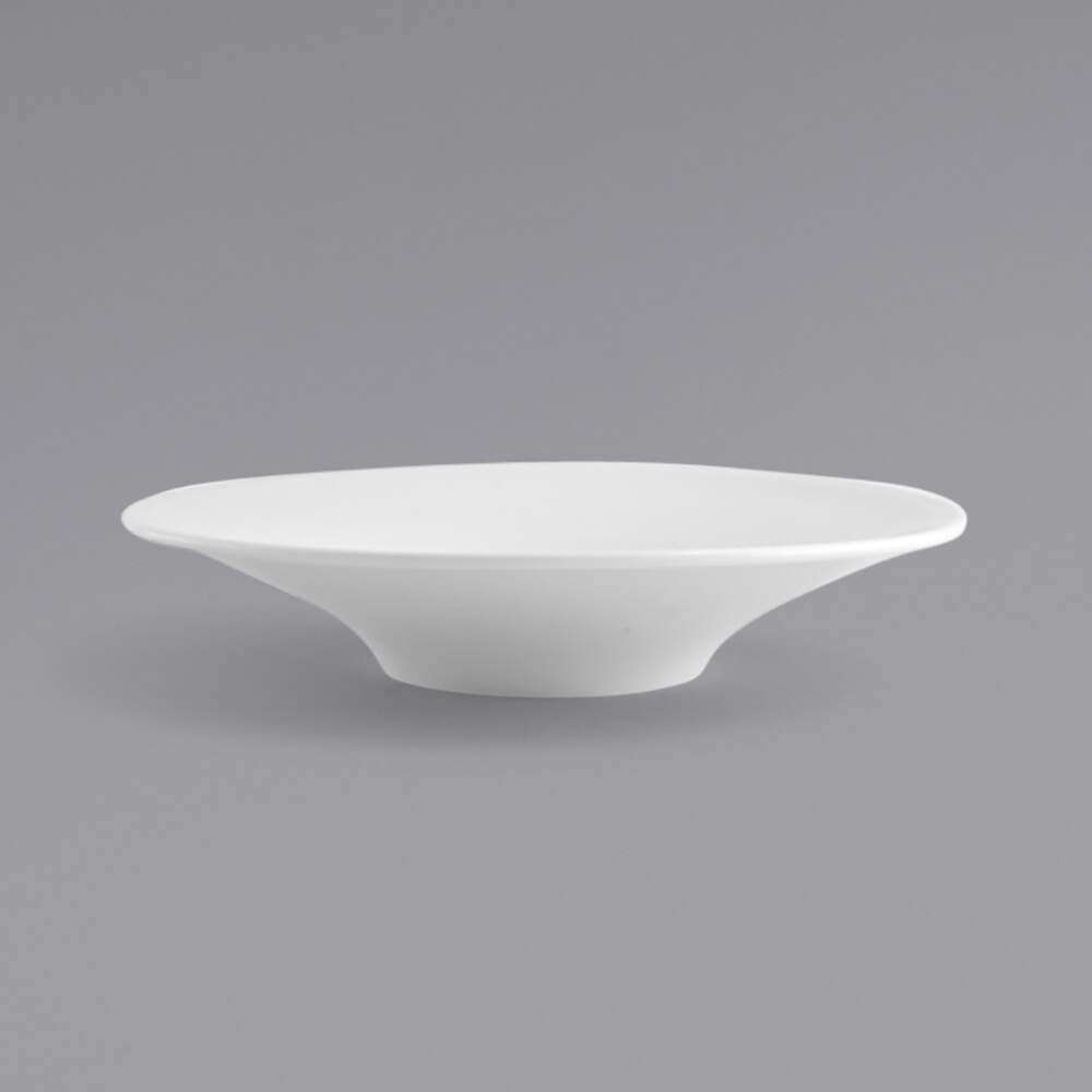 Front of the House DBO130WHP21 Spiral 28 oz. White Round Porcelain Flare Bowl - 4/Case
