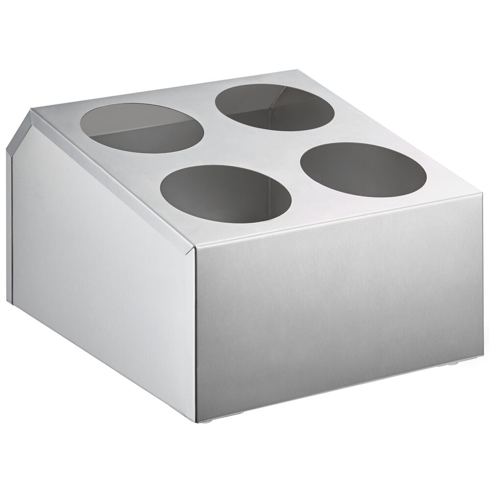 Choice Four Hole Square Stainless Steel Flatware Organizer