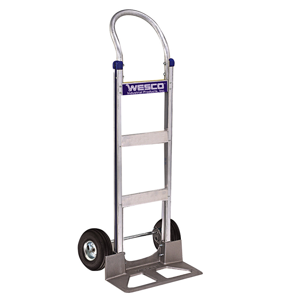 Wesco Industrial Products Cobra-Lite Series 410 600 lb. Aluminum Hand Truck 10" PE Pneumatic Wheels and 18" Nose Plate 220365