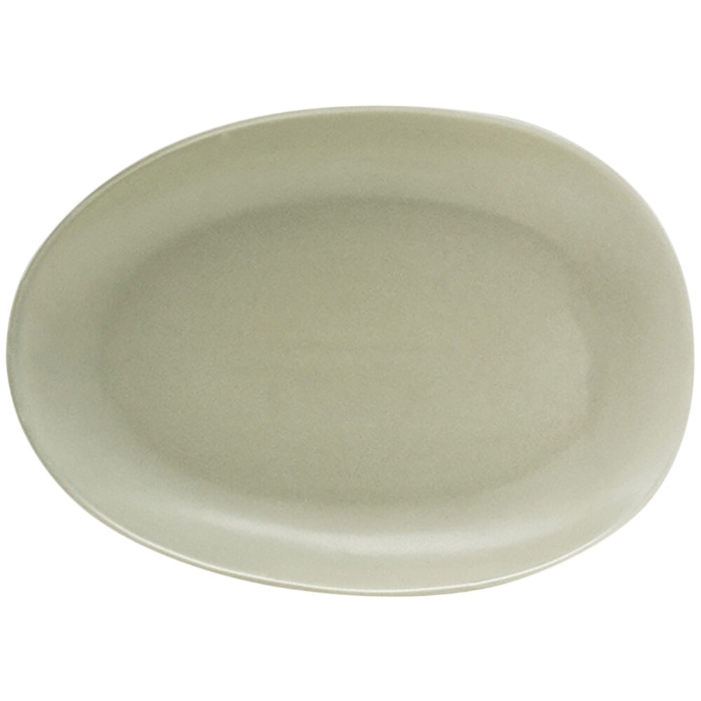 Front of the House DDP063GYP21 Tides 10" x 7" Semi-Matte Pumice Oval Porcelain Plate - 4/Case