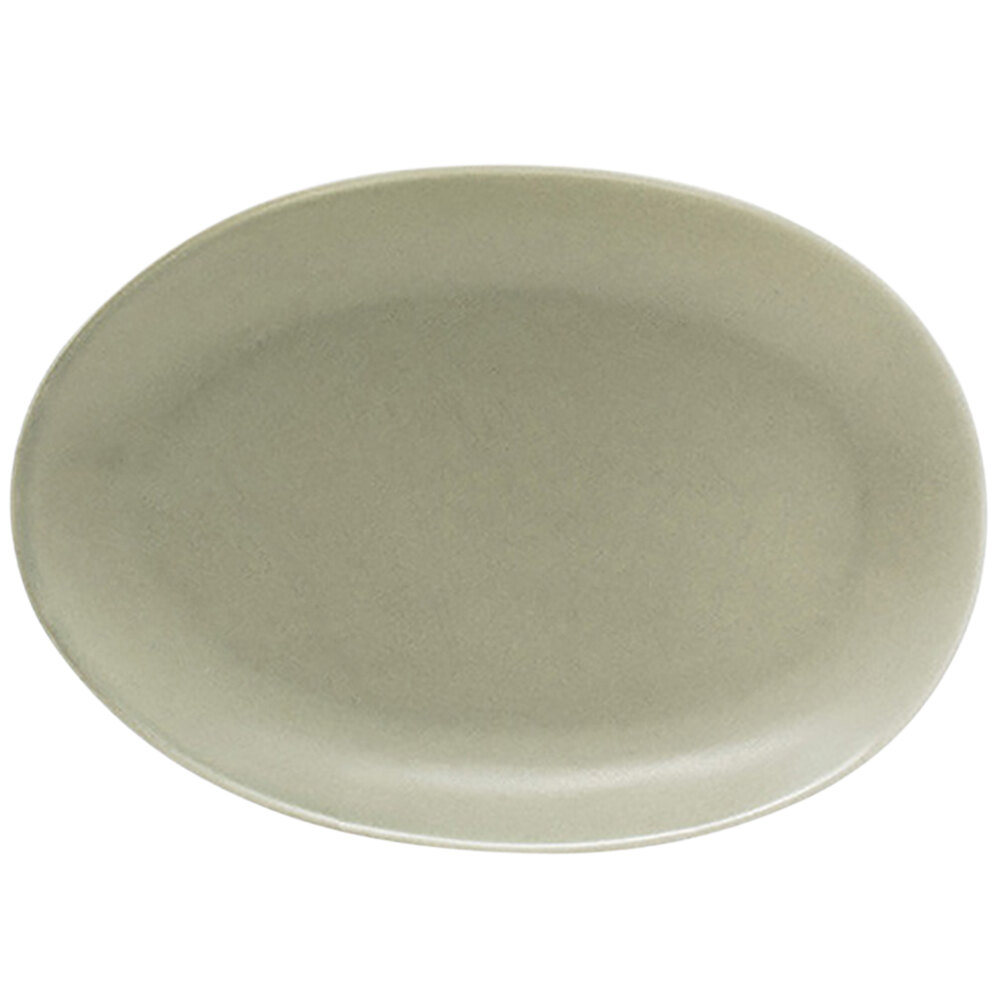 Front of the House DAP077GYP23 Tides 5 1/2" x 4" Semi-Matte Pumice Oval Porcelain Plate - 12/Case