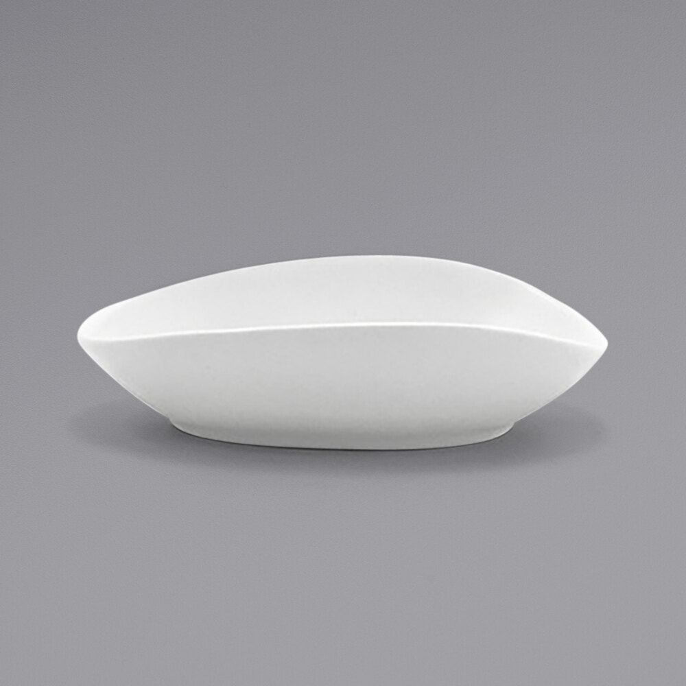 Front of the House DBO148WHP22 Tides 6 oz. Semi-Matte White Oval Porcelain Ramekin - 6/Case