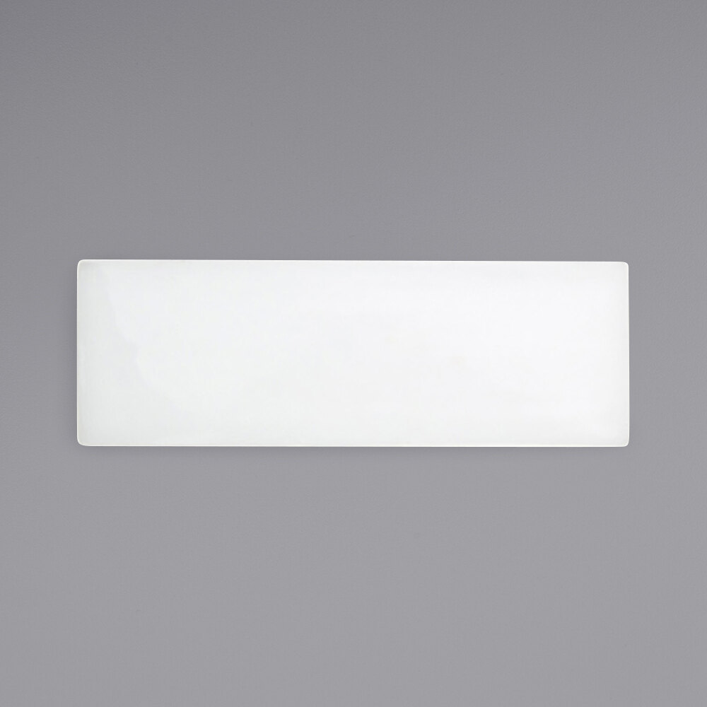 Front of the House DAP028WHP23 Canvas 12" x 4" White Rectangular Porcelain Flat Plate - 12/Case
