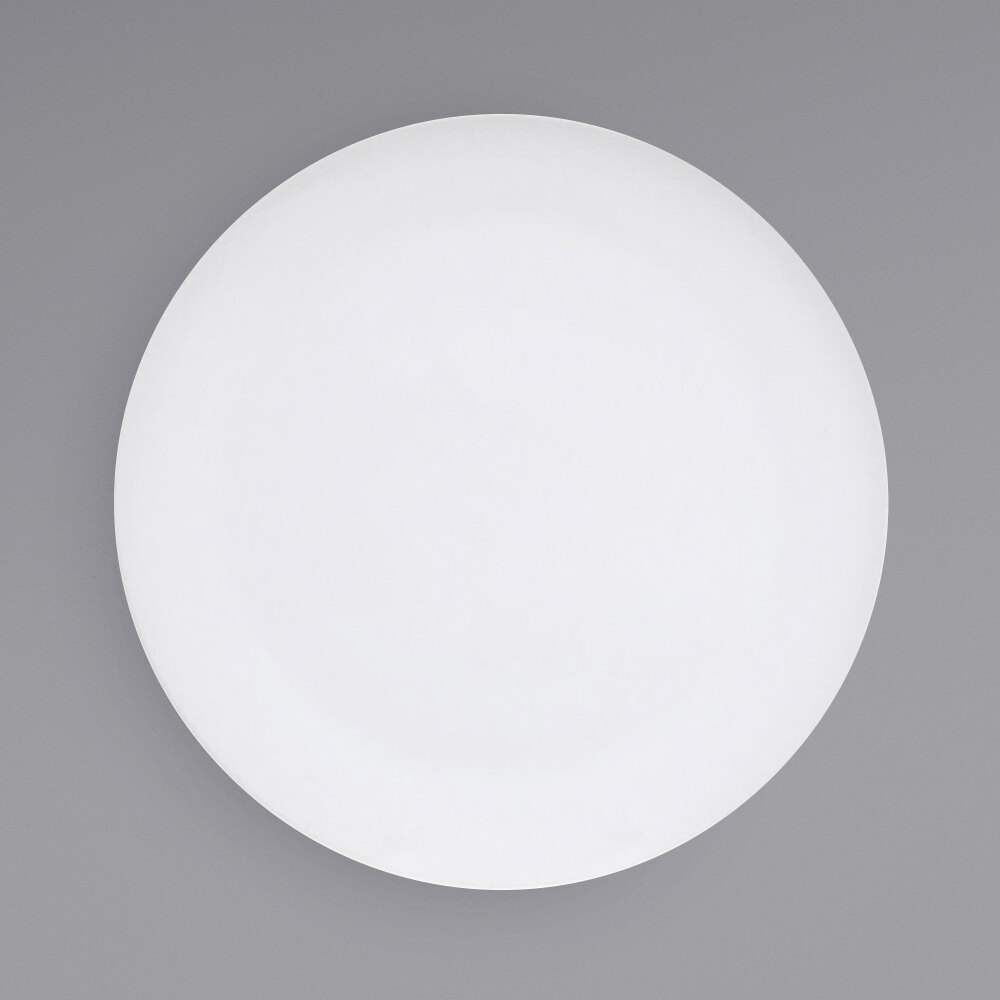 Front of the House DDP057WHP22 Canvas 9" White Round Porcelain Flat Plate - 6/Case