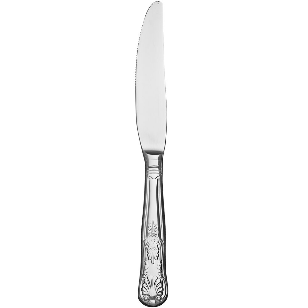 Libbey 244 2702 Kings 9 5/8" 18/0 Stainless Steel Heavy Weight H. H. Dinner Knife with Fluted Blade - 36/Case