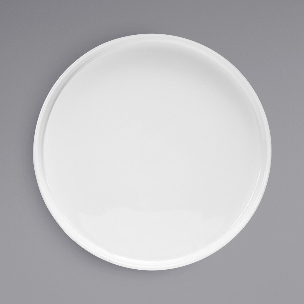 Front of the House DDP076WHP22 Soho 9" Bright White Round Porcelain Plate with Raised Rim - 6/Case