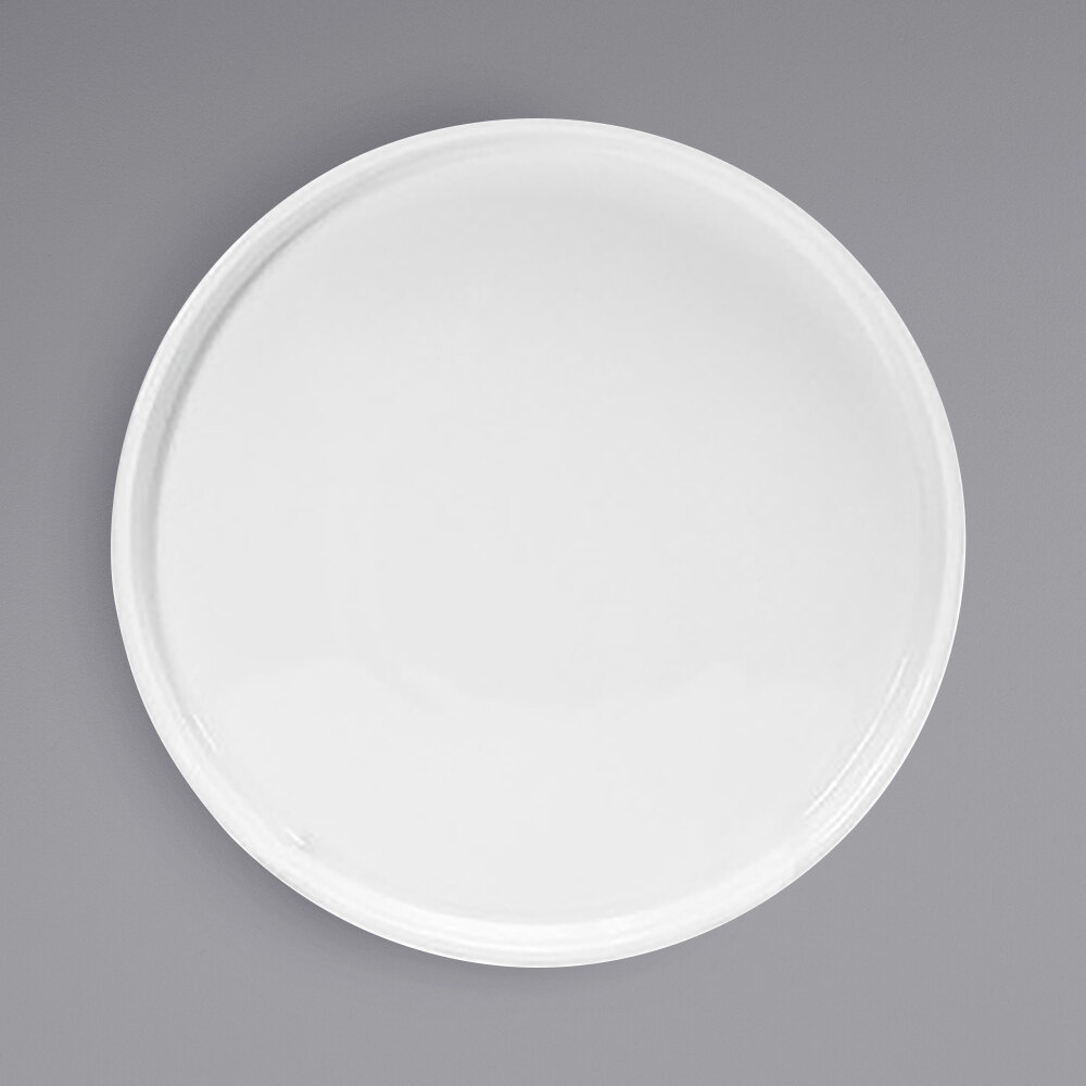 Front of the House DSP040WHP23 Soho 7 1/2" Bright White Round Porcelain Plate with Raised Rim - 12/Case