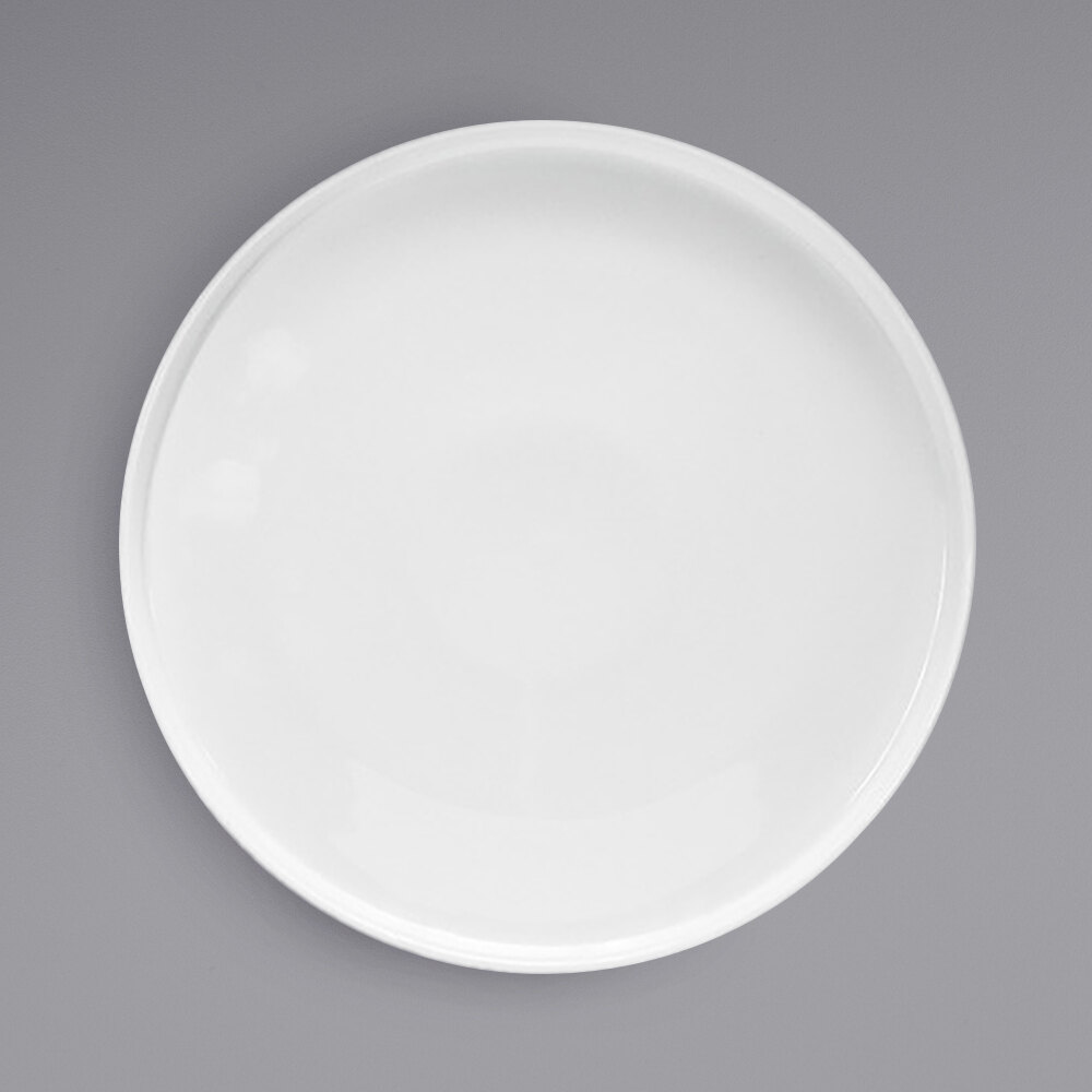 Front of the House DDP077WHP21 Soho 10 3/4" Bright White Round Porcelain Plate with Raised Rim - 4/Case