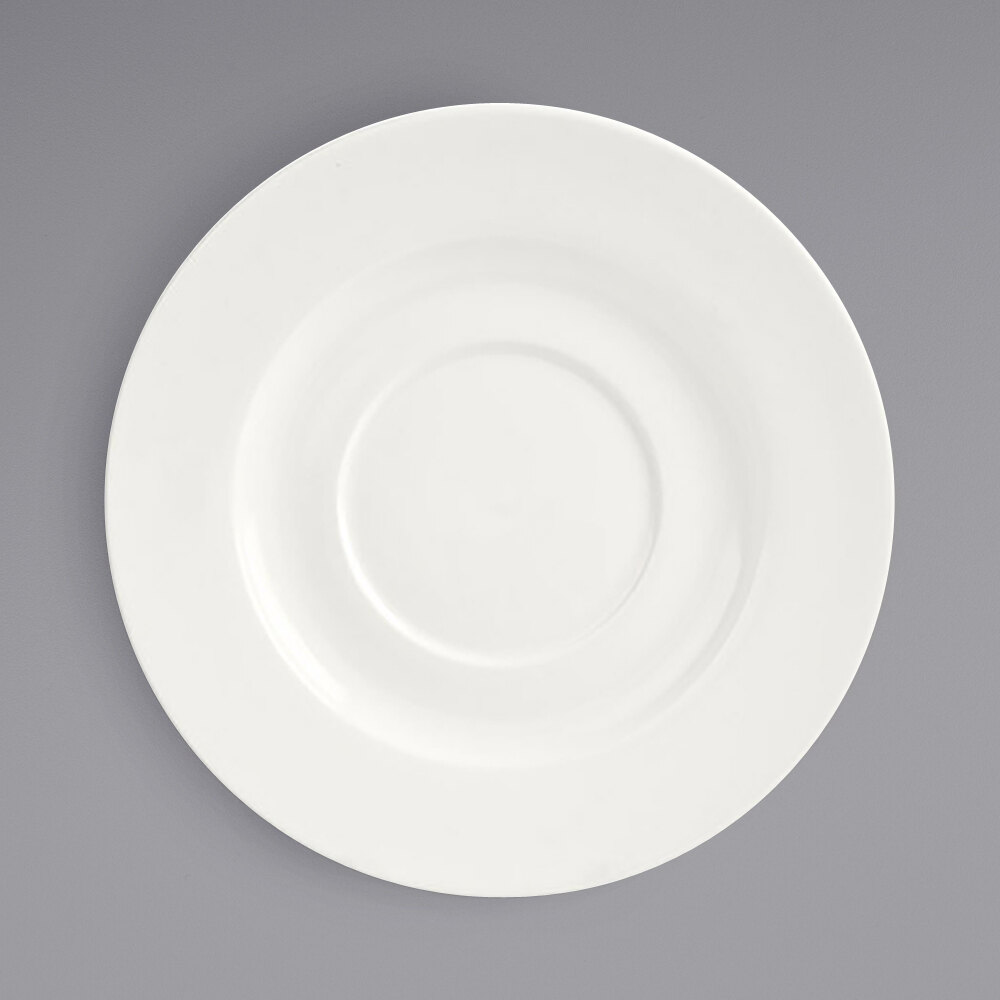 Front of the House DCS035BEP23 Catalyst Monaco 8" European White Round Porcelain Saucer - 12/Case