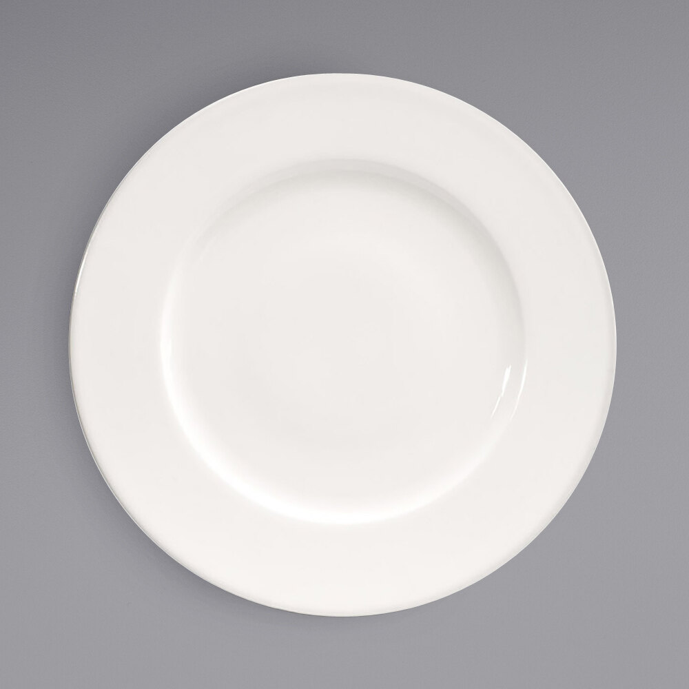 Front of the House DDP082BEP22 Catalyst Classic 10 5/8" European White Wide Rim Round Porcelain Plate - 6/Case