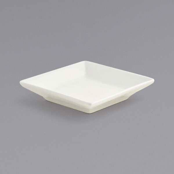 Front of the House DAP039BEP23 Catalyst Kyoto 1 oz. European White Square Porcelain Sauce Dish - 12/Case