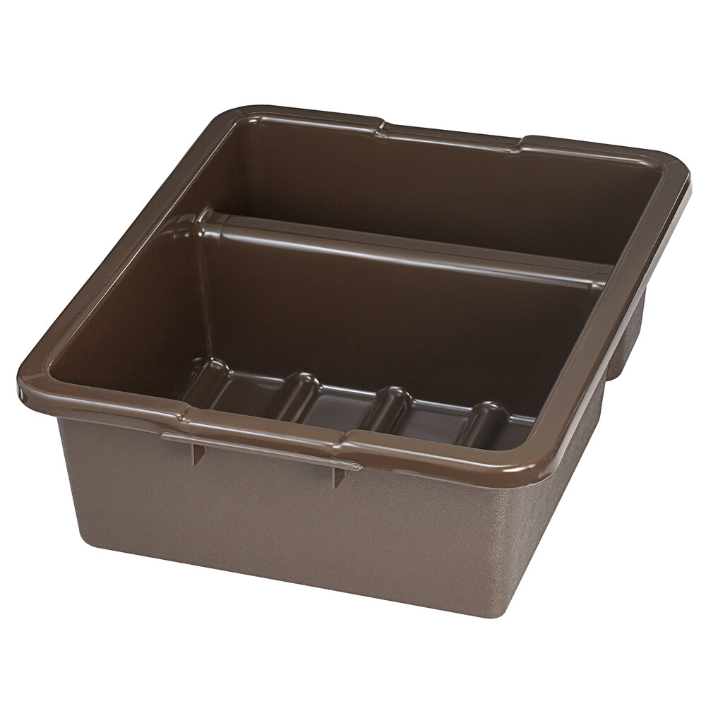 Tablecraft 1547BR 21" x 17" x 7" Brown Divided High Density Polyethylene Bus Tub