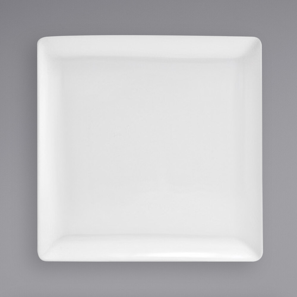 Front of the House DDP022WHP23 Mod 10" Bright White Square Porcelain Plate - 12/Case