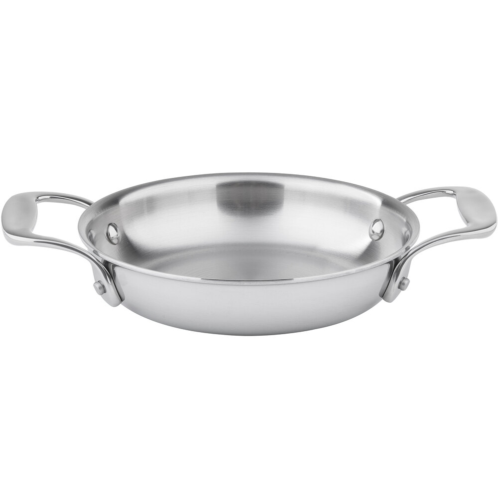 Tablecraft CW2054 16 oz. Round Mini Stainless Steel Casserole Dish with Handles