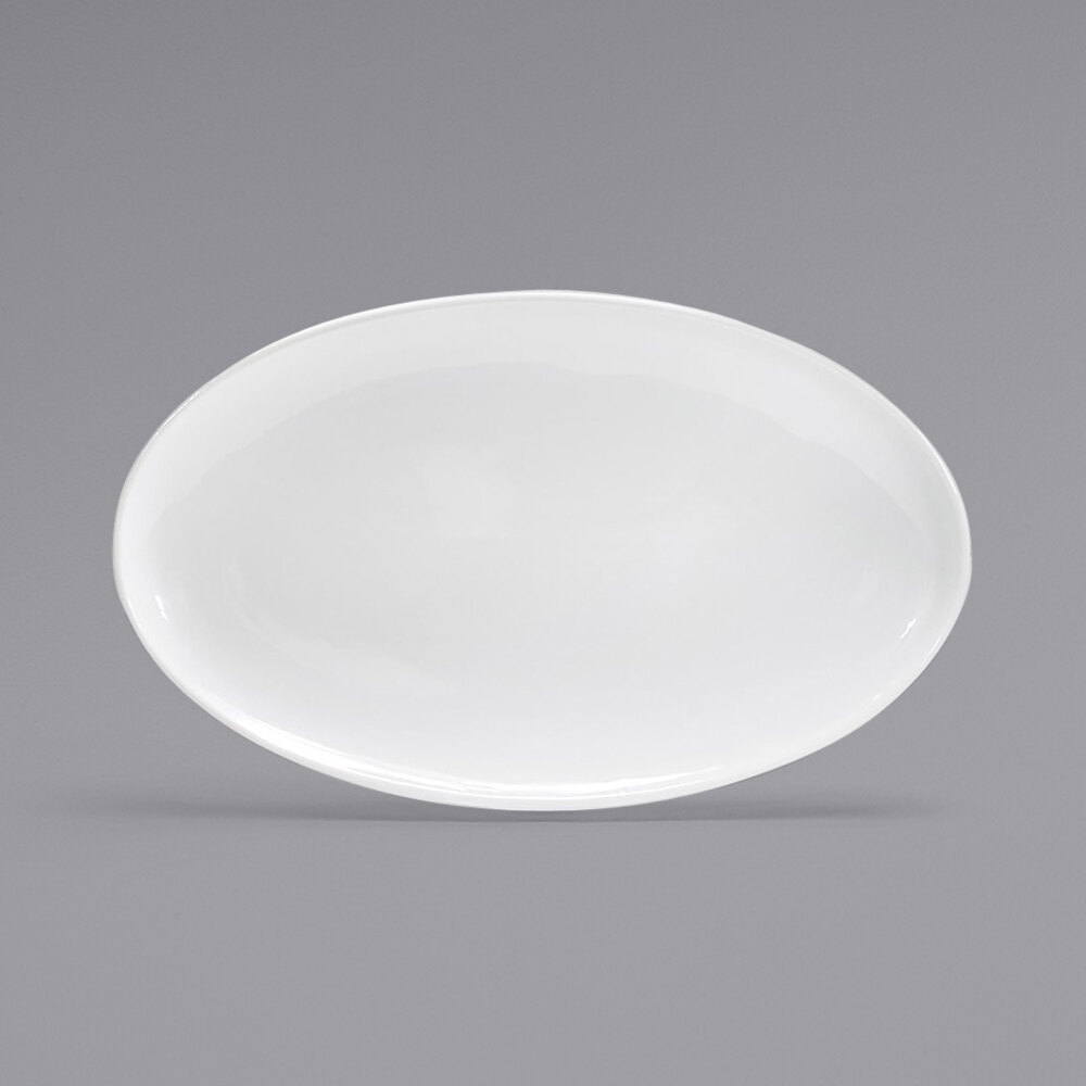 Front of the House SPT064WHP20 Harmony 21" x 12 3/4" Bright White Coupe Oval Porcelain Platter - 2/Case