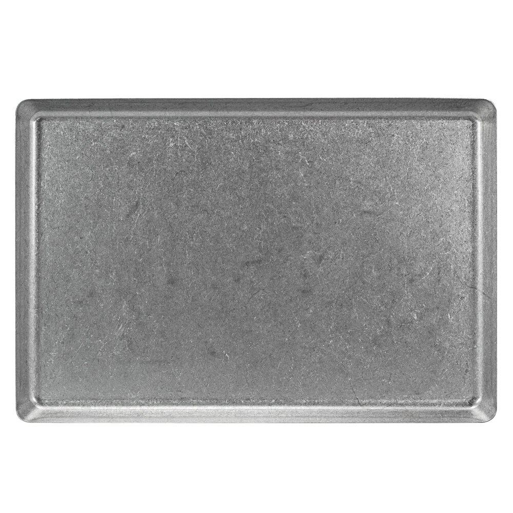 Front of the House DDP073ANS21 Mod 14" x 9 1/2" Rectangular Antique Finish Stainless Steel Plate - 4/Case