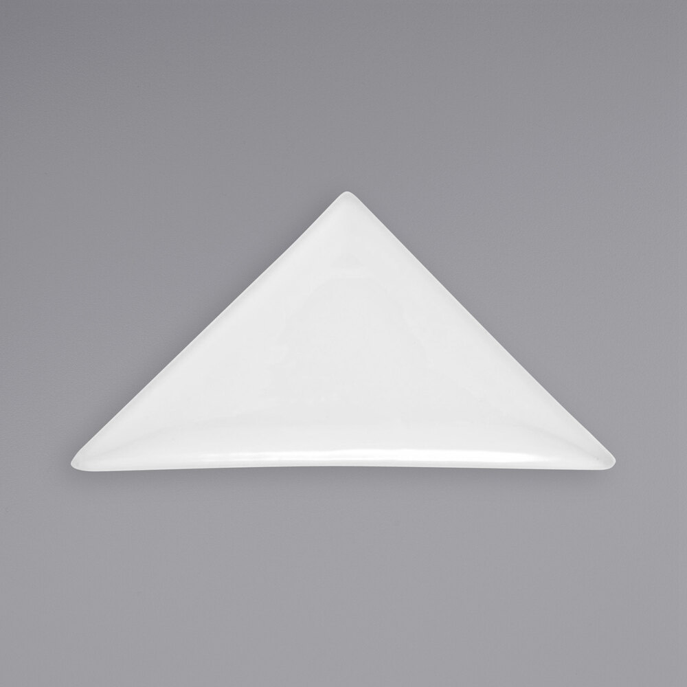 Front of the House DAP045WHP23 Mod 7 1/2" x 4" Bright White Triangle Porcelain Plate - 12/Case