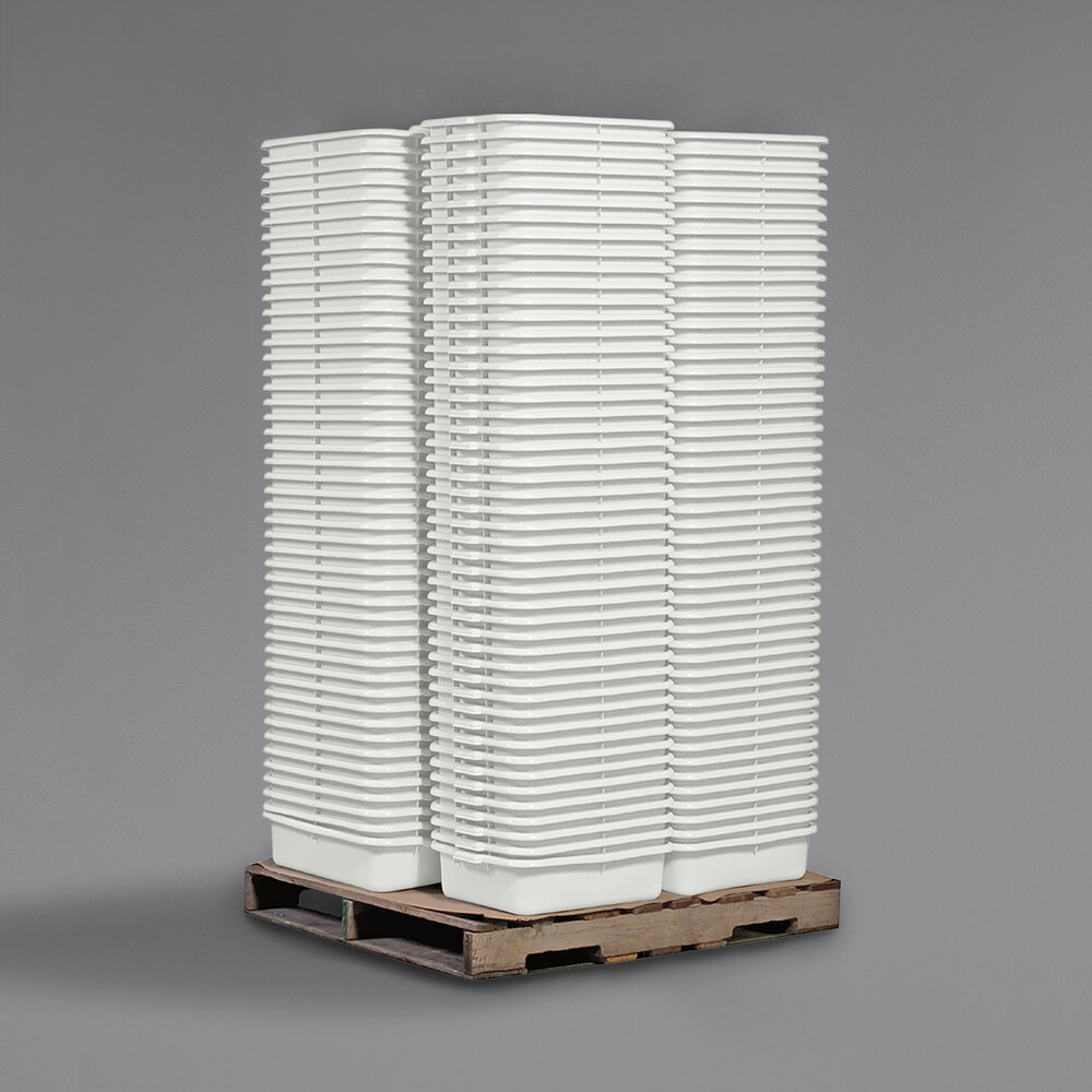 Tablecraft P1537W 20" x 15" x 7" White High Density Polyethylene Bus Tub - Bulk