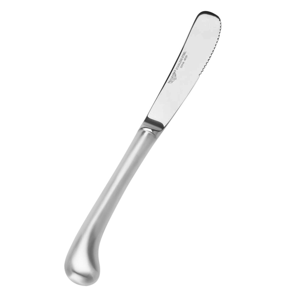 Vollrath 48131 Queen Anne 9" 18/0 Stainless Steel Heavy Weight Hollow Pistol Grip Handle Dinner Knife - 12/Case