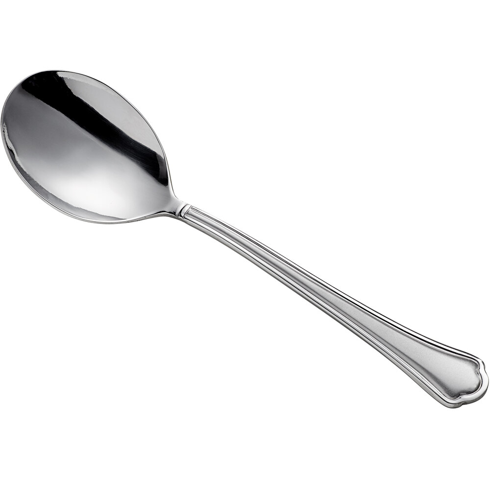 Acopa Sienna 6 3/16" 18/0 Stainless Steel Heavy Weight Bouillon Spoon - 12/Case